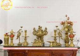 Bộ lư đồng vĩnh tiến 50 cm mẫu tròn