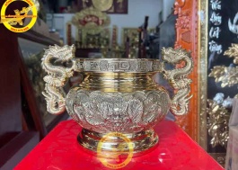 Bát hương đồng Vĩnh Tiến miệng 13 cm