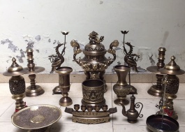 Bộ đỉnh thờ bằng đồng đầy đủ cao 60cm