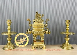 Bộ đỉnh đồng tam sự vuông trái đào