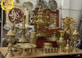 Bộ đỉnh đồng vuông trái đào đầy đủ 50cm