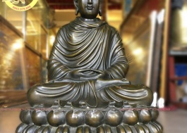 Tượng phật bổn sư đồng giả cổ 50 cm