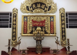 Bộ hoành phi câu đối đồng Quang Lưu Đức 135 cm