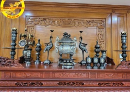 Bộ đỉnh đồng khảm ngũ sắc vuông cao 60cm