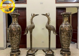 Đúc hạc bằng đồng đỏ 1m67