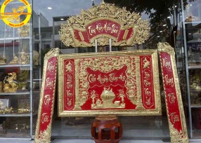 Bộ hoành phi câu đối bằng đồng theo yêu cầu.