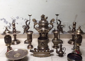 Bộ đỉnh thờ bằng đồng đầy đủ cao 60cm