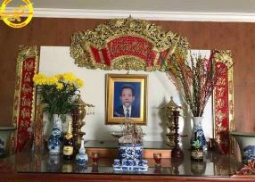 Bộ hoành phi Cửu Huyền thất tổ bằng đồng 155cm