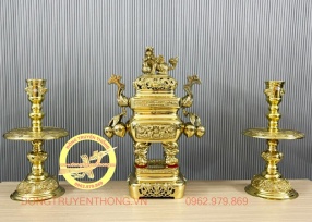 Bộ đỉnh đồng tam sự vuông trái đào