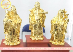 Bộ tượng phúc lộc thọ dát vàng 24k