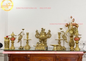 Bộ lư đồng vĩnh tiến 50 cm mẫu tròn