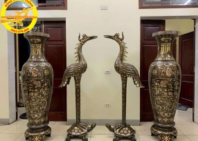 Đúc hạc bằng đồng đỏ 1m67