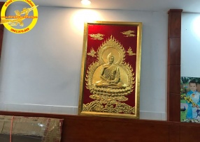 Tranh Phật bằng đồng dát vàng 24k