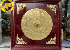 Tranh trống đồng dát vàng 24k khung 1m