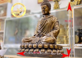 Tượng Phật Bổn Sư bằng đồng cao 70 cm - Màu giả cổ