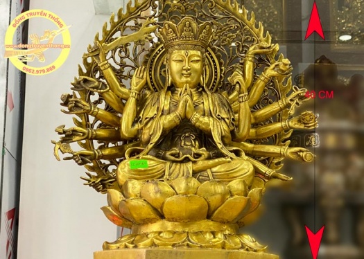 Tượng phật chuẩn đề bằng đồng 40 cm
