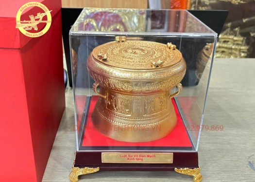 Trống đồng 15 cm dát vàng 24K