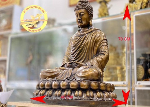 Tượng Phật Bổn Sư bằng đồng cao 70 cm - Màu giả cổ