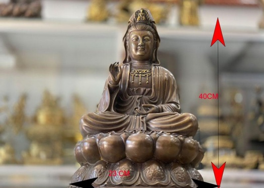 Tượng phật Quan Âm bằng đồng 50cm màu giả cổ