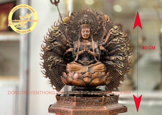 Tượng Phật Thiên Thủ Thiên Nhãn 40cm bằng đồng giả cổ