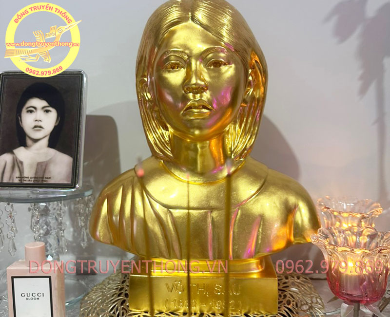 Địa chỉ đúc tượng thờ Cô Sáu bằng đồng Tượng thờ cô Võ Thị Sáu dát vàng 24k