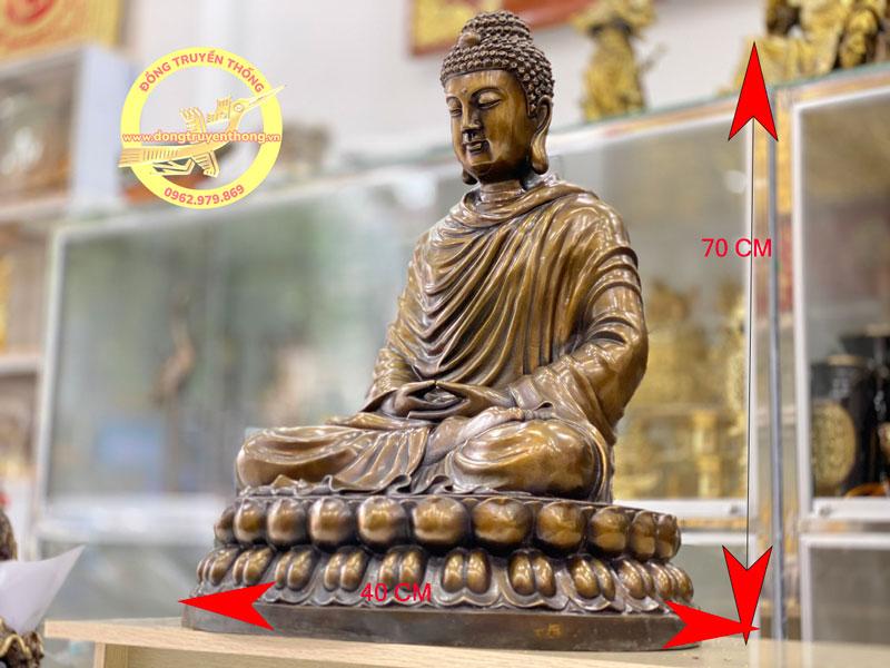 Tượng Phật Bổn Sư bằng đồng cao 70 cm màu giả cổ